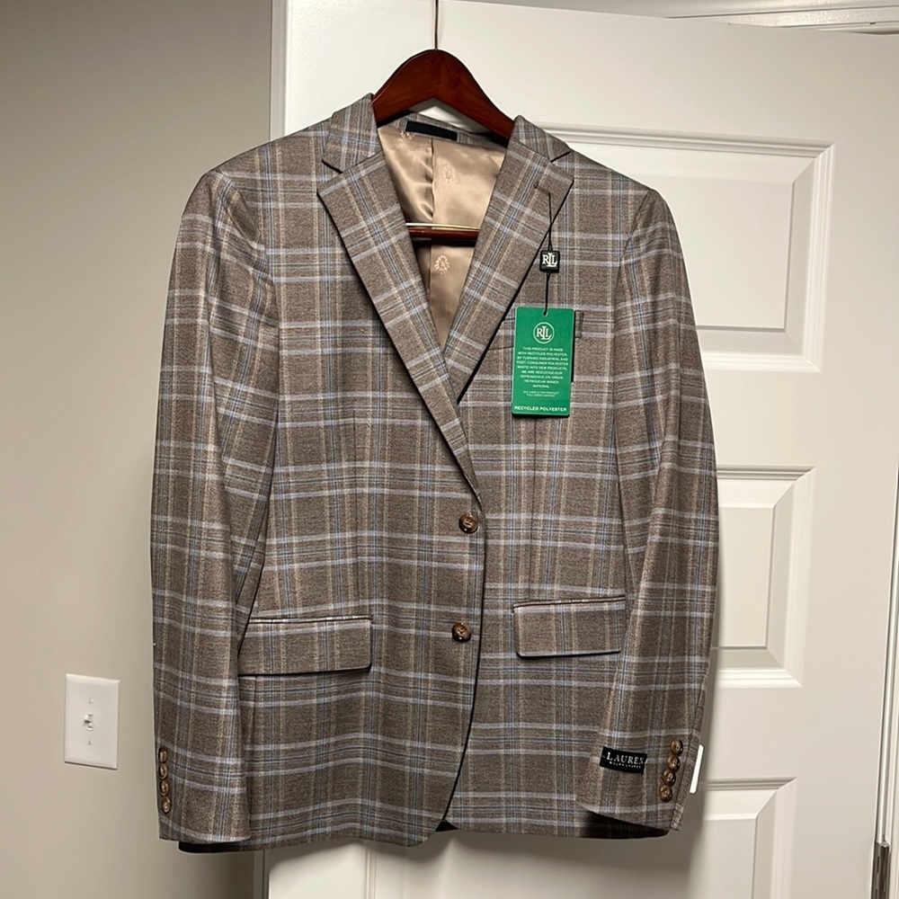 40 regular tan/light blue Ralph Lauren suit jacket